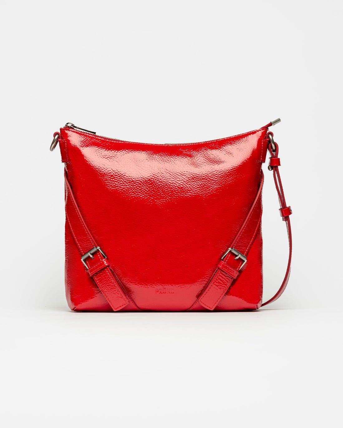 Bandolera Pocket en cuero charol arrugado